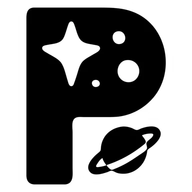 Make a icon with the letter P with a cosmic style sticker