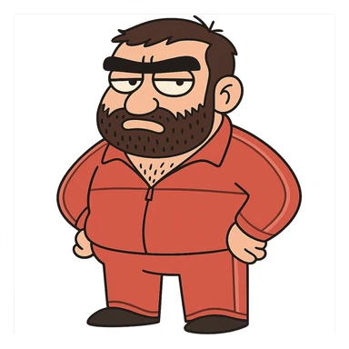 Recep İvedik Turkish comedy character iconic look big eyebrows beard red tracksuit simple cartoon sticker