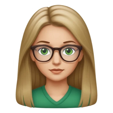 White woman,dark blonde hightlights, glasses, green eyes, long hair sticker