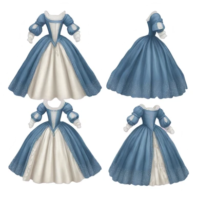 17th century gown with pink white and blue  sticker