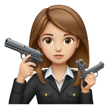 A girl with brown hair with blonde highlights putting a gun to her head sticker