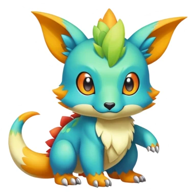Cute cool colorful fantasy animal hybrid Fakemon full body sticker