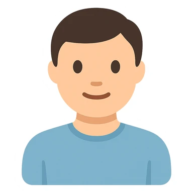 Enhance the 2D default user icon with more detailed subtle facial features and clothing details, maintaining the color-filled style, no background. sticker
