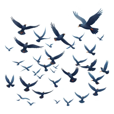 A flock of birds soaring across the sky, their wings spread wide as they glide gracefully through the air, creating a sense of freedom and movement sticker