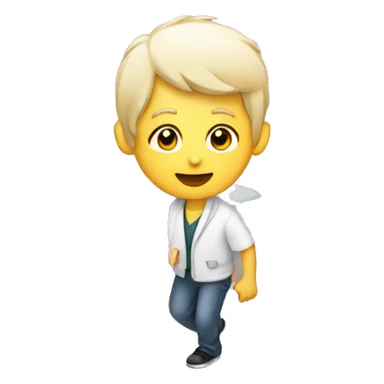 a student with white skin making a step downstairs sticker