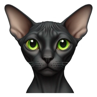 
a female black Sphynx cat without a mustache and with green eyes and stern eyes sticker