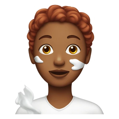 Dark Red haired Woman with shaving cream on her face sticker