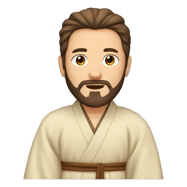 Man with brown hair and brown beard with tan and brown Japanese robes sticker