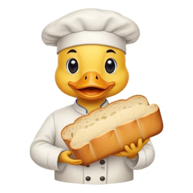 duck serving a loaf of gluten bread, no chef hat sticker
