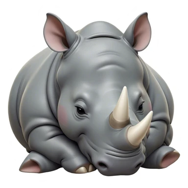 Meme-Worthy Cute Sleeping Rhinoceros Portrait Emoji, Head resting peacefully with a contented smile, showcasing a massive, robust build and a luxuriously soft slate-gray hide, accented by a gentle white horn, eyes shut in a serene, restful nap, Simplified yet hilariously adorable features, highly detailed, glowing with a soft, drowsy light, high shine, relaxed and utterly lovable, stylized with an air of playful laziness, bright and heartwarming, soft glowing outline, capturing the essence of a comically sleepy rhinoceros, so meme-worthy it feels like it could instantly become the next viral sensation of adorable slumber! sticker