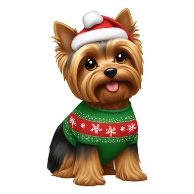 Yorkie wearing Christmas shirt  sticker