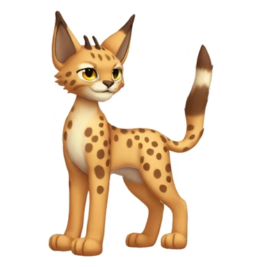 spotted Lynx-Caracal-Fakemon-hybrid with orange points and brown toes full body sticker