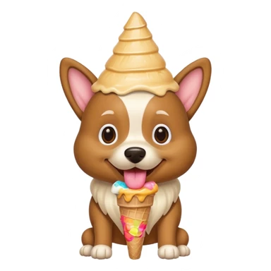 Dog whit ice cream hat sticker