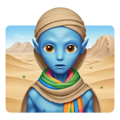 alien living in desert, colorful, accessories, just face  sticker
