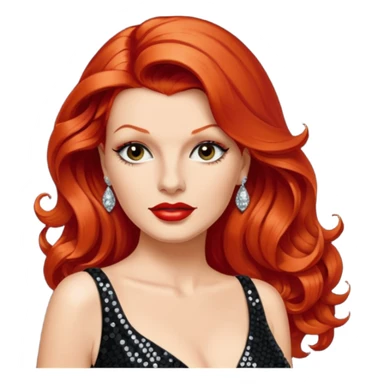 Rita Hayworth with long red hair, black sequin outfit sticker