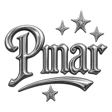 Write "Pınar" in this style, try majesty fonts. Add two or three stars around it so that it looks like this but it has a hand-drawn shape. sticker