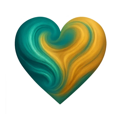 heart with a swirling teal and gold gradient sticker