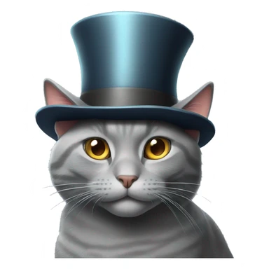 gray cat with a magician's hat sticker