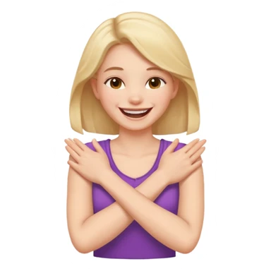 arms crossed holding neck, laughing girl sticker