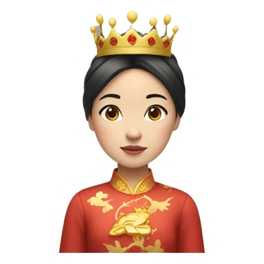 a chinese girl with a crown on top and a heart next to her sticker