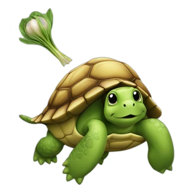 turtle carrying a garlic sticker