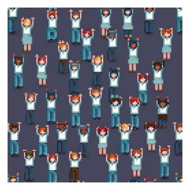 students raising hands sticker