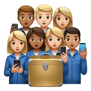 Students handing over their phones to a box sticker