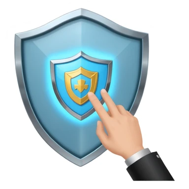 hand holding a tablet with a shield symbol sticker