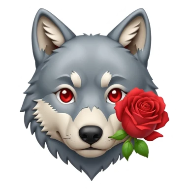 створи емодзі в стилі епл, поєднай 🐺🥀💔 sticker