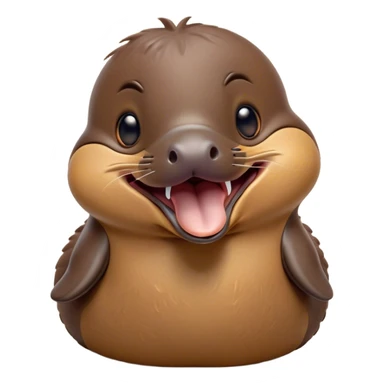 Cinematic Cute Yawning Platypus Portrait Emoji, Head tilted slightly with a dramatic, wide-open yawn, showcasing a soft, textured brown fur with a relaxed duckbill and droopy eyes in drowsy contentment, Simplified yet irresistibly adorable features, highly detailed, glowing with a soft, cozy glow, high shine, relaxed yet expressive, stylized with a touch of quirky charm, bright and endearing, soft glowing outline, capturing the essence of a sleepy yet affectionate platypus, so drowsy it feels like it could float out of the screen and curl up for a nap! sticker