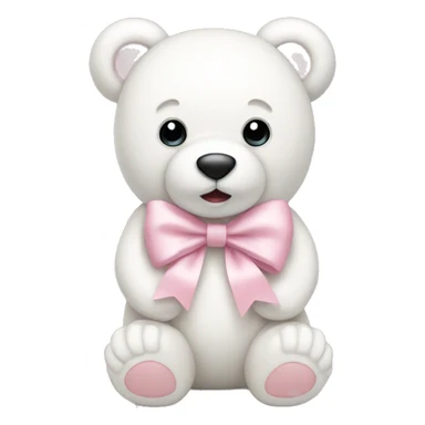 White teddy bear with light pink bow sticker