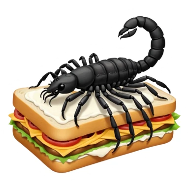 MAKE A SCORPION ON TOP OF A EHITE FLUFFY CLOUD THAT IS HOLDING A SANDWICH IN ITS CLAW AND LOOKING LIKE ITS EATING IT AND ITS NOT ON TOP OF THE SANDWICH ITS HOLDING IT AND NO SANDWICH UNDER ITS FEET sticker