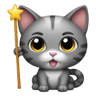 A squishie cat with a magic wand sticker