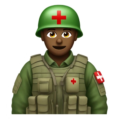 soldier with red medical cross on green helmet sticker