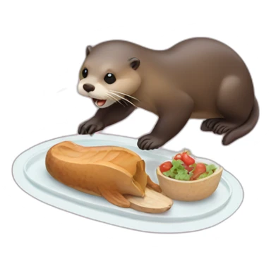 Otter having lunch sticker