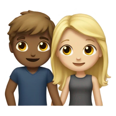 Boy with brown hair hugging a girl with blonde hair  sticker