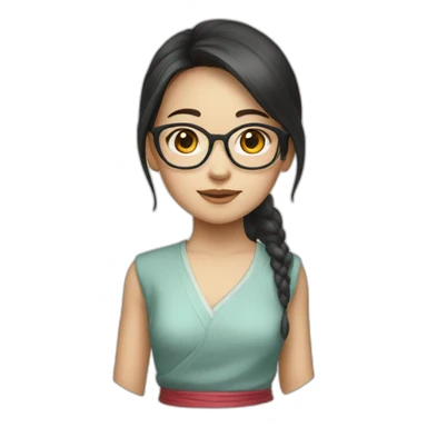 Girl, glasses, Vietnamese clothing sticker