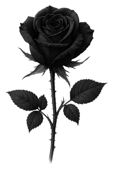 goth black white rose , remove background  sticker