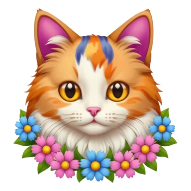 кіт з квітами sticker