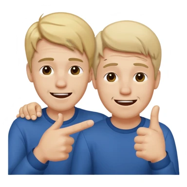 2 homme, l'un est triste et l'autre le pointe du doigt en rigolant sticker