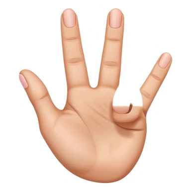 one hand emoji with 3 fingers in the middle up, and the thumb and little finger down, showing that 3 fingers are up sticker