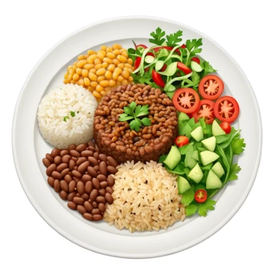 Food plate with rice, beans, minced meat and salad sticker