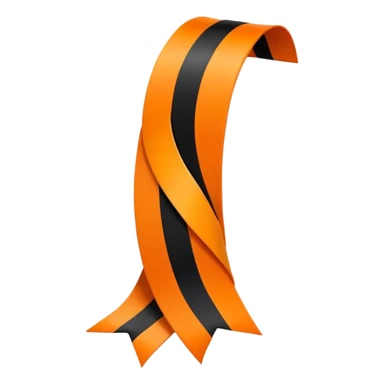 5 vertical back and orange stripes on a curved ribbon  sticker