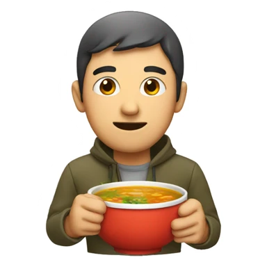 Guy with eating a soup sticker