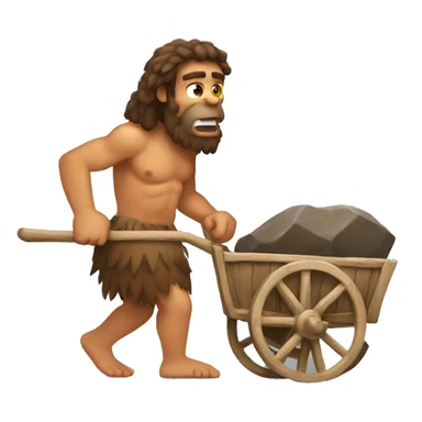 caveman pulling cart sticker