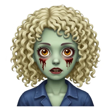 Faça uma mulher zumbi com o cabelo cacheado médio, e uma franja cacheada sticker