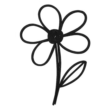 minimalist hand drawn black outline of a flower on white clean background sticker