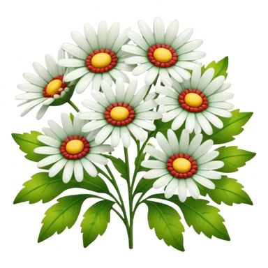 Green, red, yellow and white daisies sticker