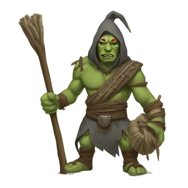 hooded orc chaman with stick sticker