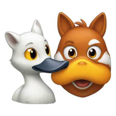 a duck and a fox sticker